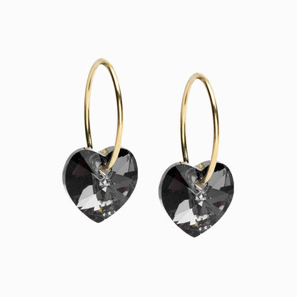 Golden Titanium Black Diamond Heart Pendant earrings
