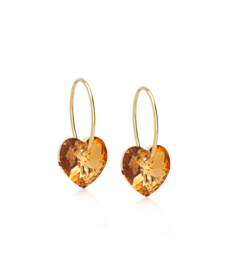 Golden Titanium Heart Pendant Earrings