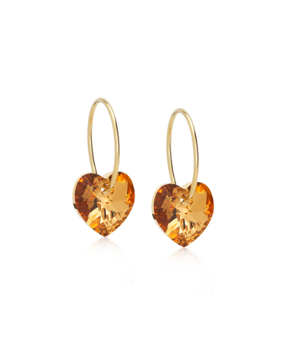 Golden Titanium Heart Pendant Earrings