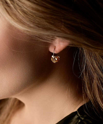 Golden Titanium Heart Pendant Earrings