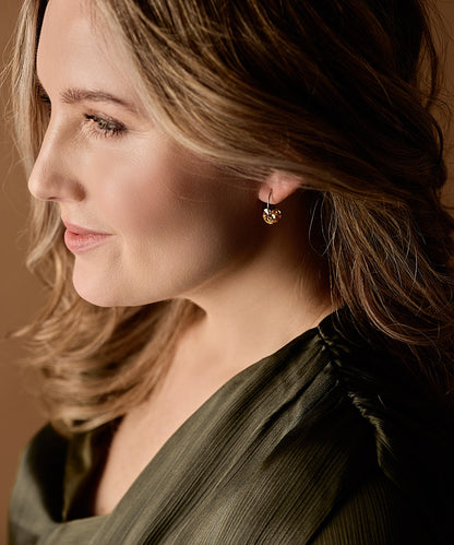 Golden Titanium Heart Pendant Earrings