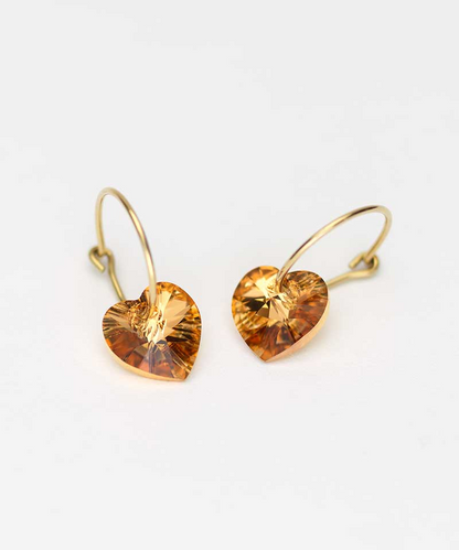 Golden Titanium Heart Pendant Earrings