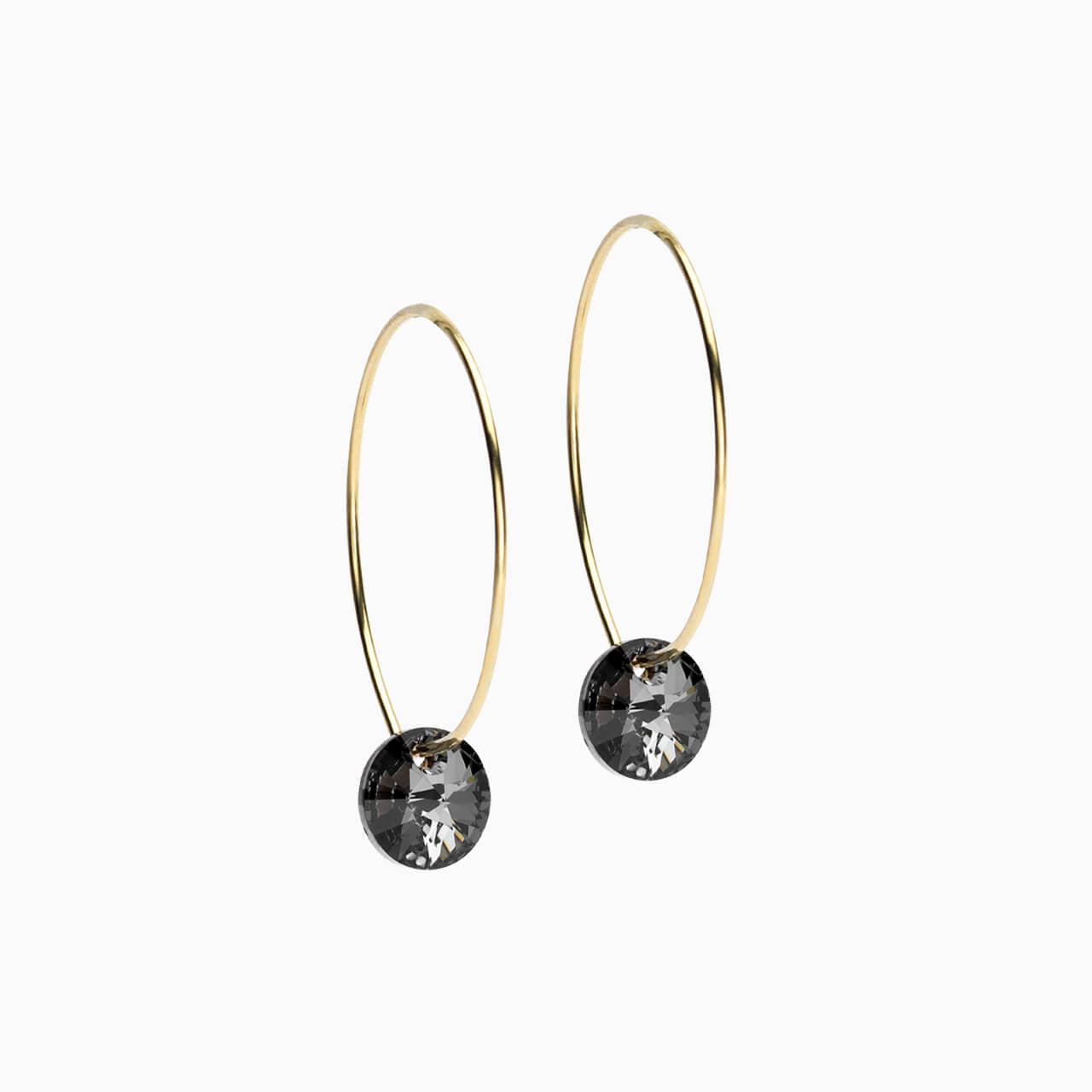 Golden Titanium Black Diamond Round Pendant 25mm Ear Ring