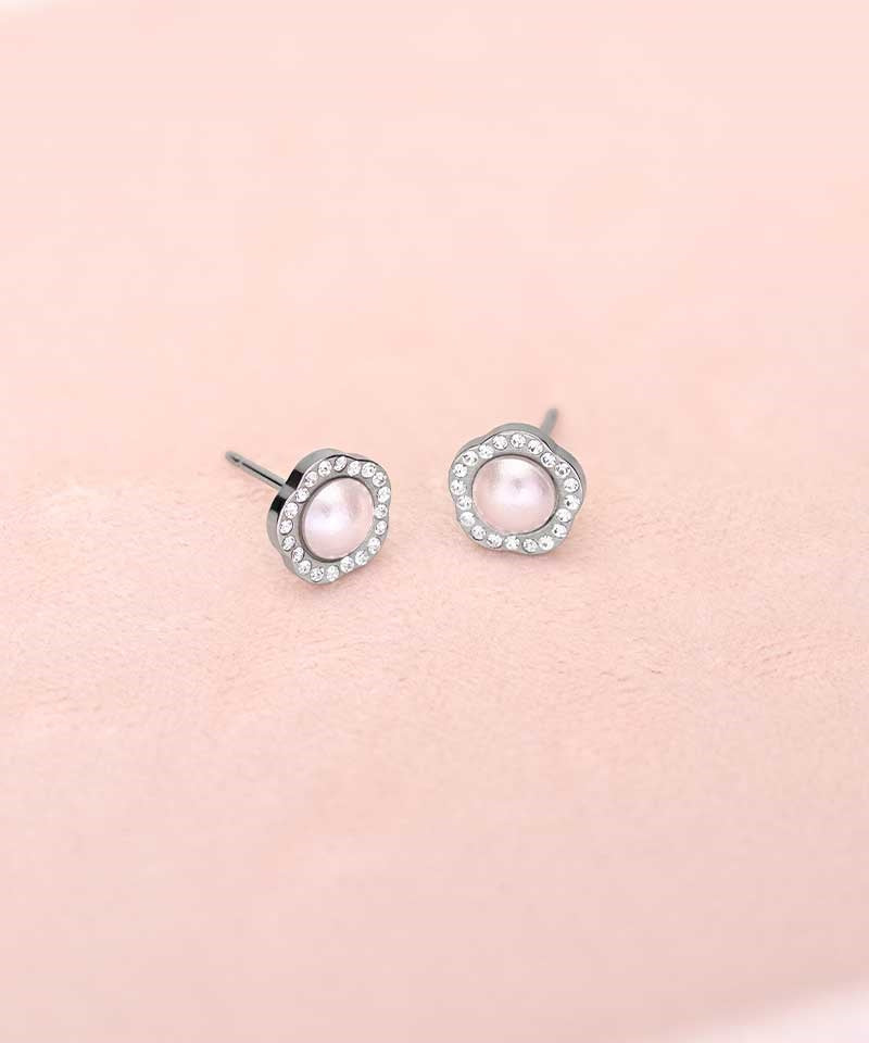 Silver Titanium Brilliance Fancy 8mm Crystal/Light Rose Pearl