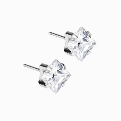 Nickel free 7mm prong set edge earrings