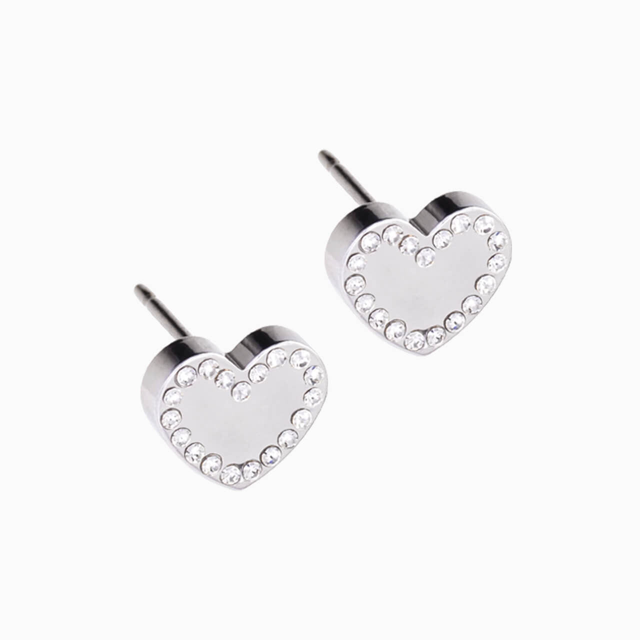 Silver Titanium 8mm Brilliance Sweetheart Crystal Earrings