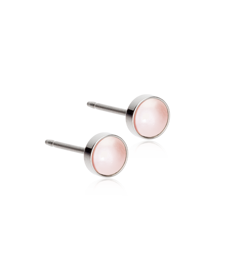 Pair of Silver Titanium Bezel 5mm Light Rose Pearl earrings