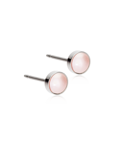 Pair of Silver Titanium Bezel 5mm Light Rose Pearl earrings