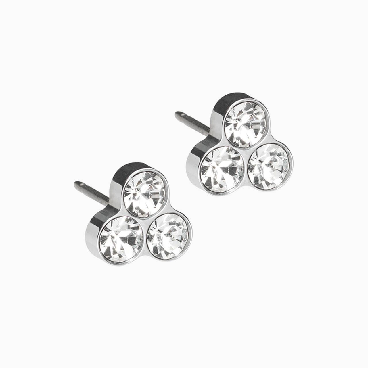 Silver Titanium Clover Crystal Earrings
