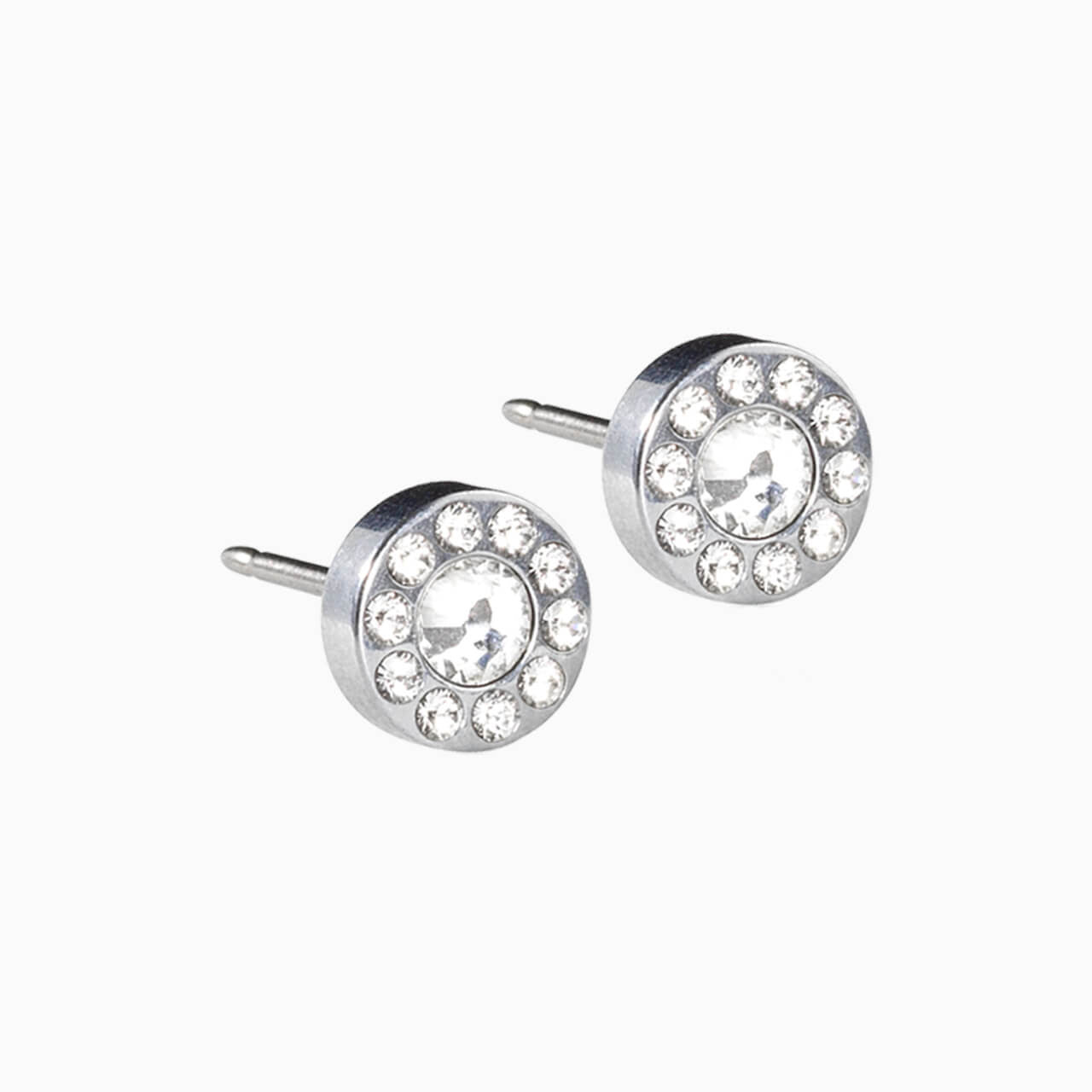 Silver Titanium 6mm Brilliance Halo Earrings