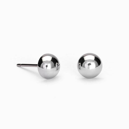 Silver Titanium 6mm Half Ball Earrings