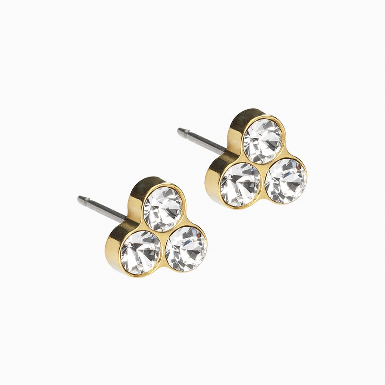 Nickel Free Golden Titanium Clover 8mm Crystal Earrings
