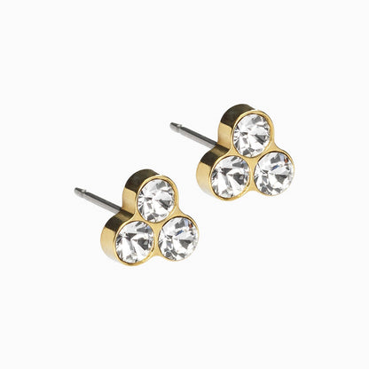 Nickel Free Golden Titanium Clover 8mm Crystal Earrings