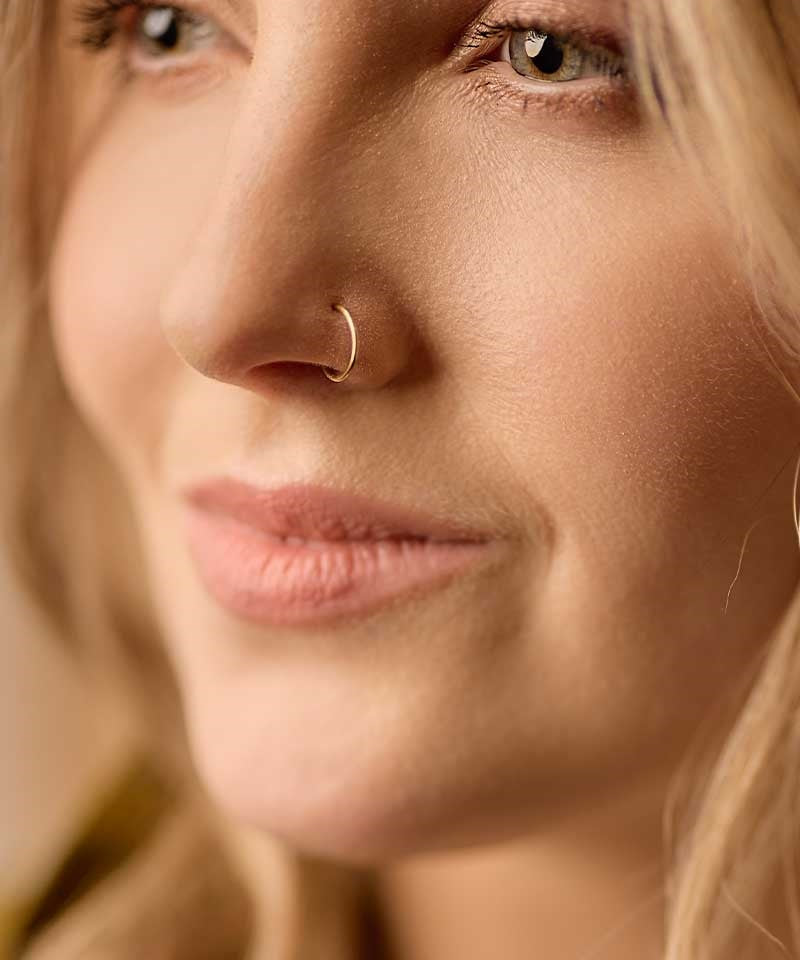 Golden Titanium Nose Ring, Left