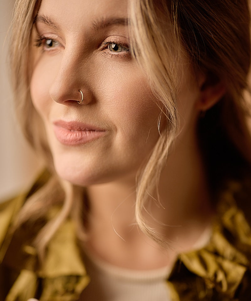 Golden Titanium Nose Ring, Left