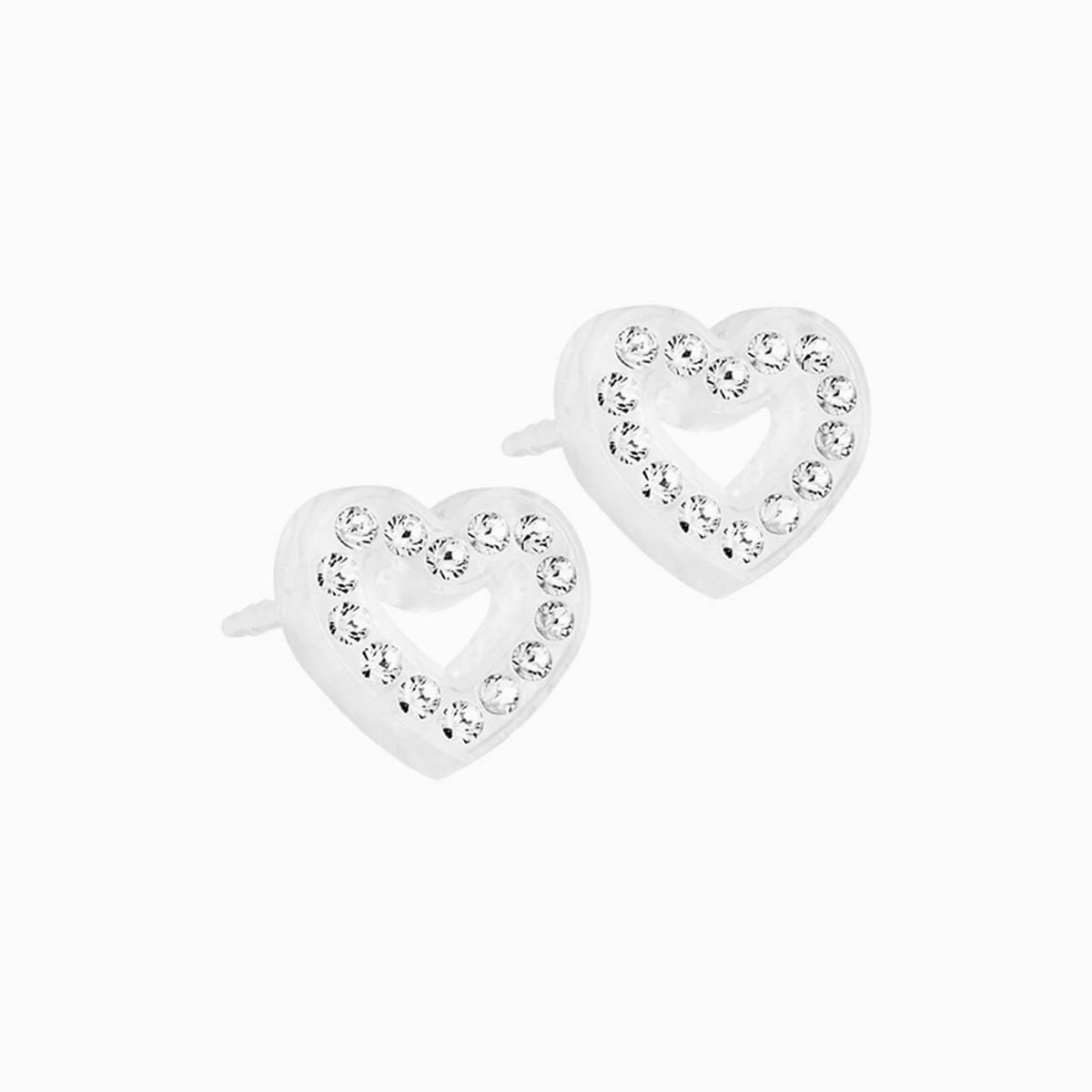 Medical Plastic 10mm Brilliance Heart Earrings