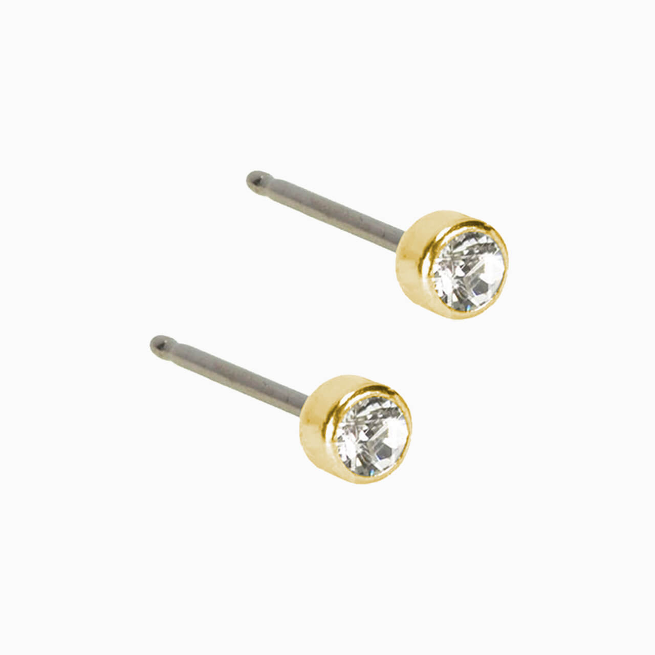 Golden Titanium Bezel Crystal Earrings