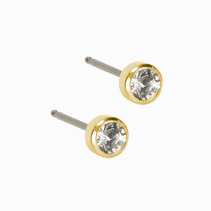 Golden Titanium Bezel Crystal Earrings