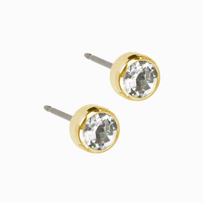 Golden Titanium Bezel Crystal Earrings