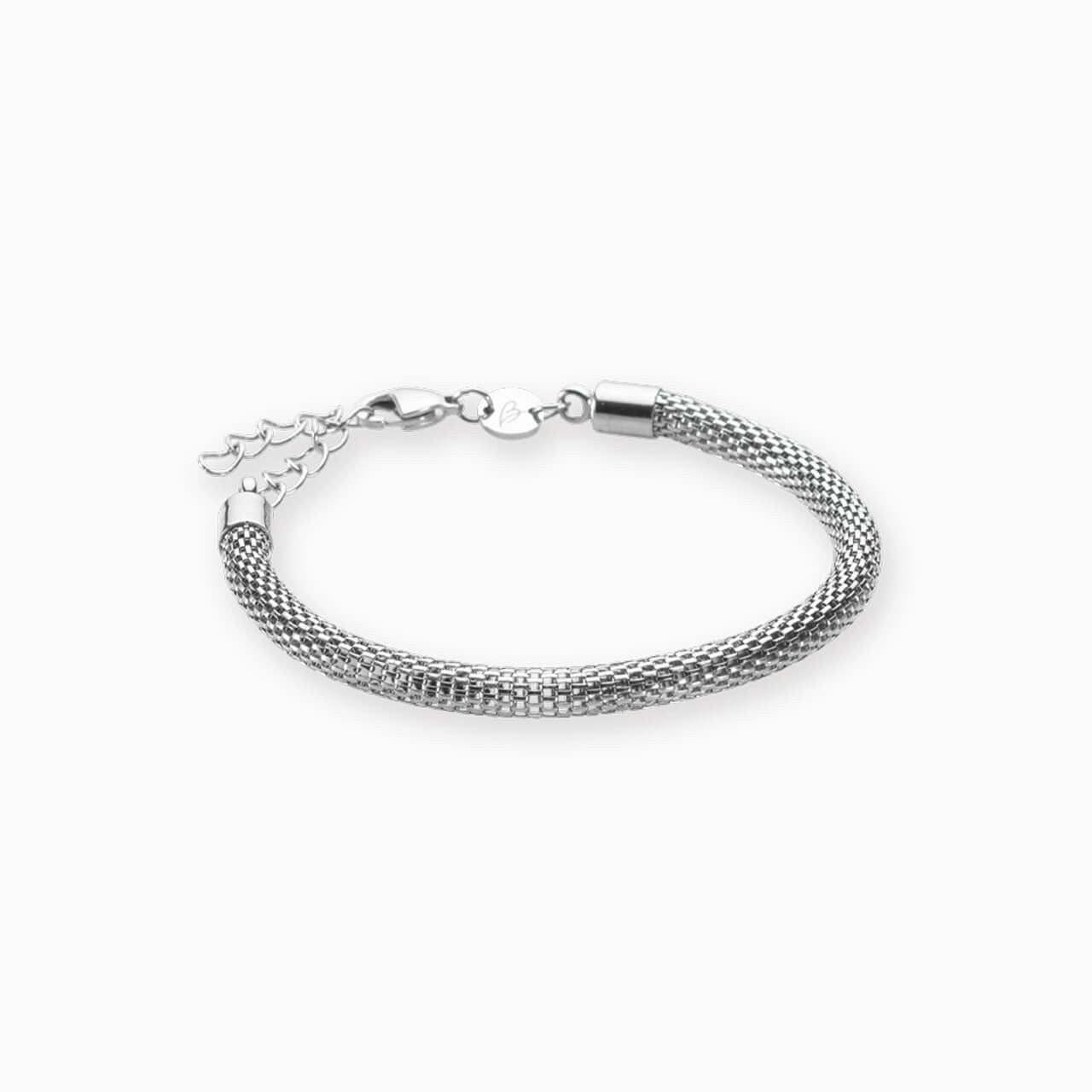 Silver Grand Round Mesh Bracelet 15.5 -19cm