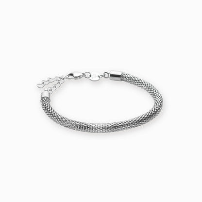 Silver Grand Round Mesh Bracelet 15.5 -19cm