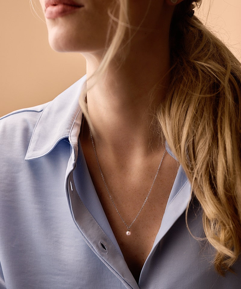 Light Rose Pearl Necklace Pendant