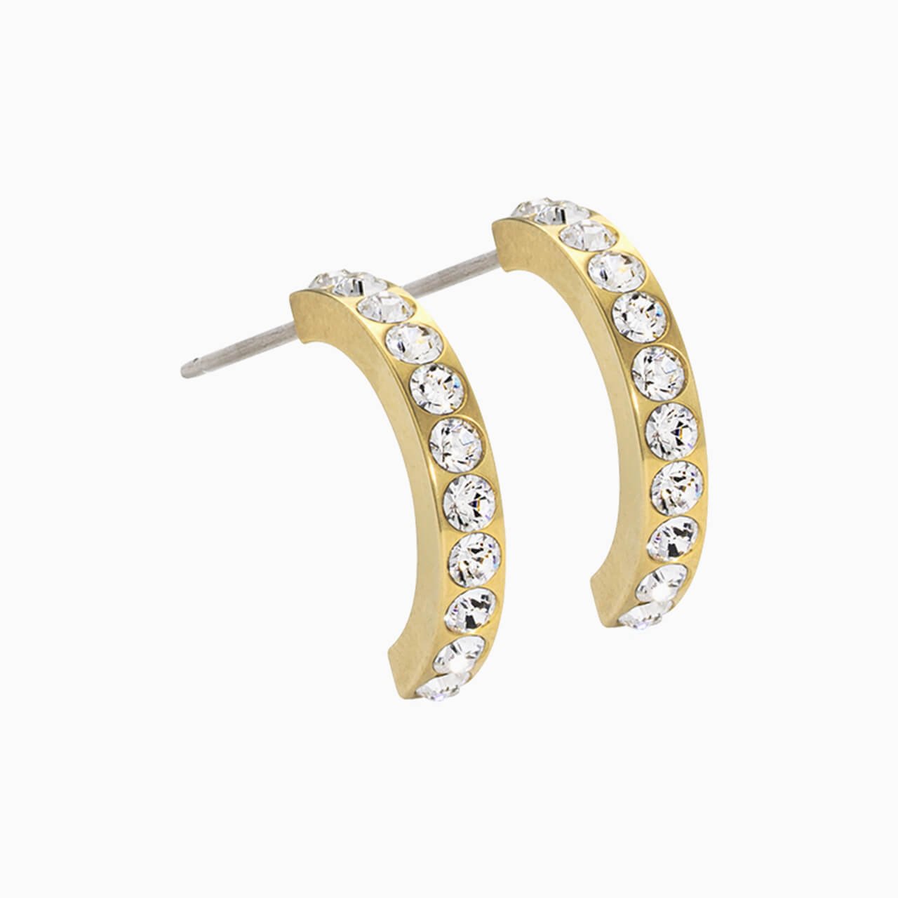 Golden Titanium Pendant Brilliance Curved Crystal Earrings