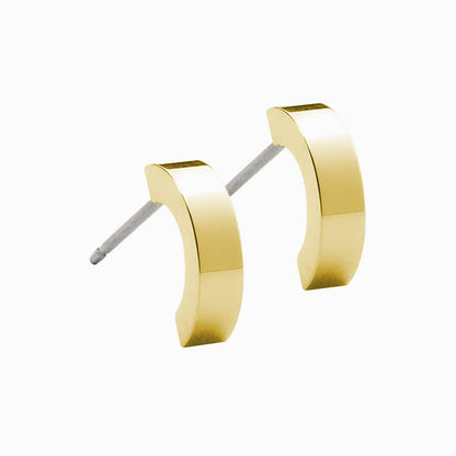 Golden Titanium Plain Curved Pendant  Earrings