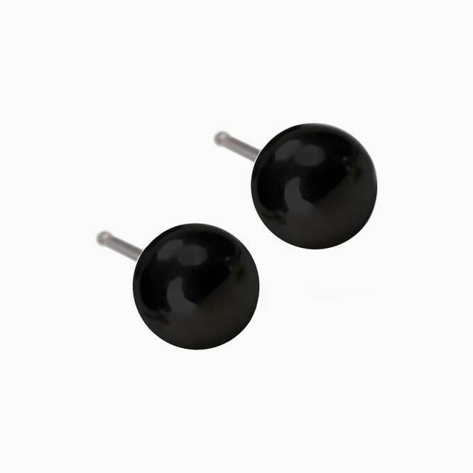 Black Titanium Ball Earrings