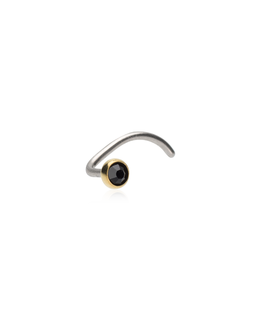 Golden Titanium Bezel Crystal Nose Jewelry