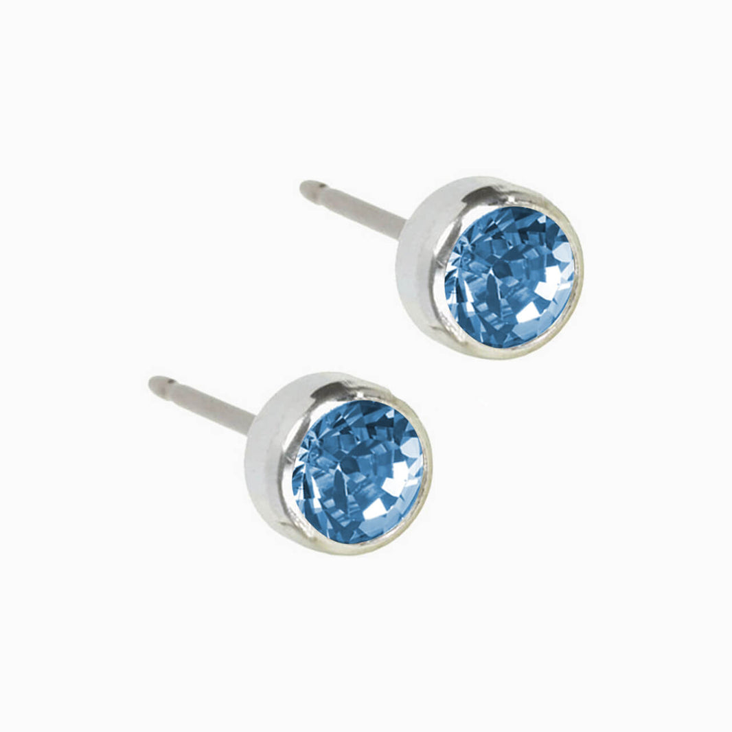 Hypoallergenic Silver Titanium Bezel Alexandrite Earrings