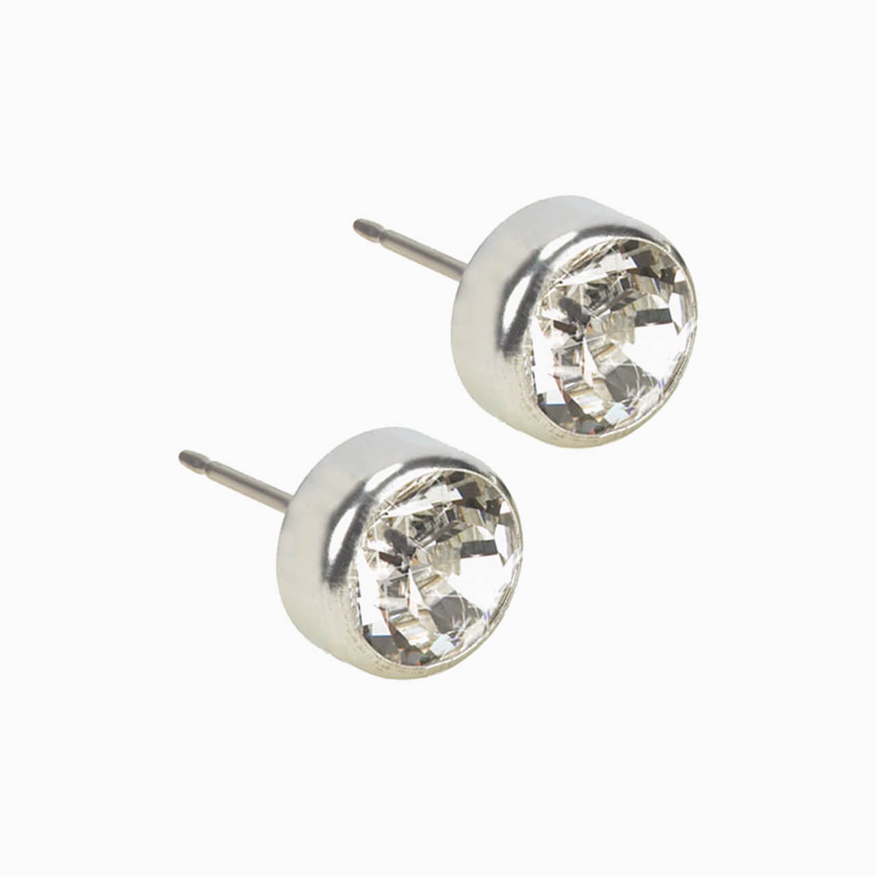 Silver Titanium Bezel Crystal Earrings
