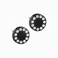 Black Titanium 8mm Brilliance Puck Crystal Earrings