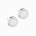 Silver Titanium 8mm Brilliance Puck Crystal Earrings