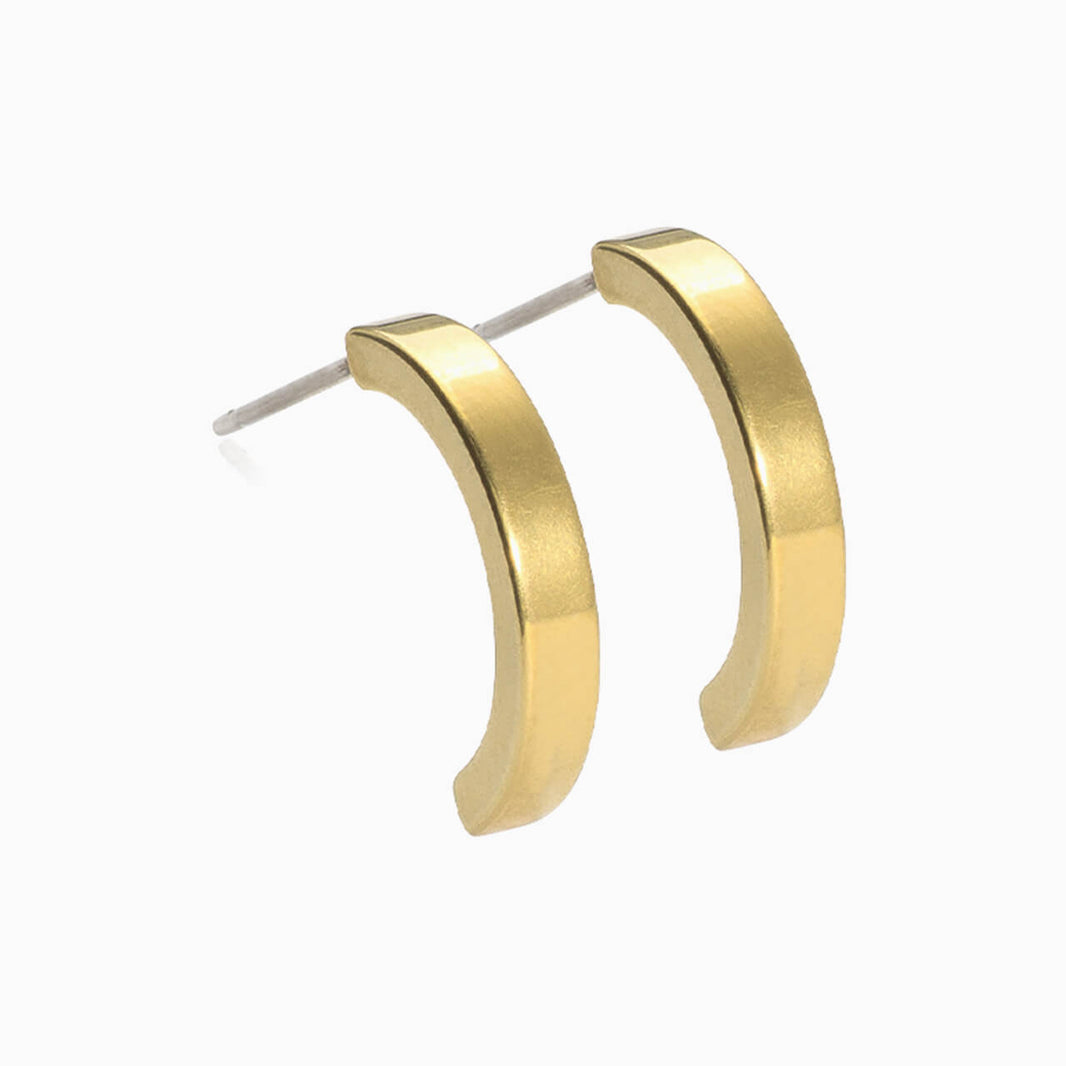 Golden Titanium Plain Curved Pendant  Earrings