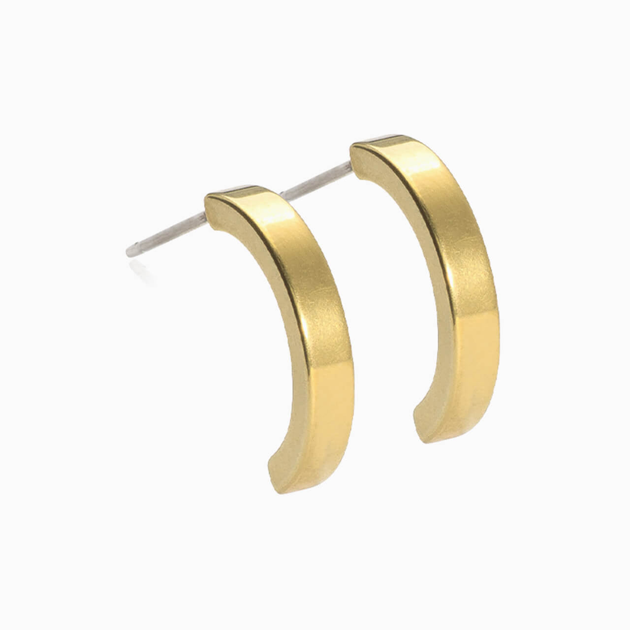 Golden Titanium Plain Curved Pendant  Earrings