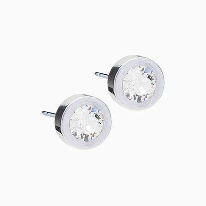 Silver Titanium Grand Bezel Earrings
