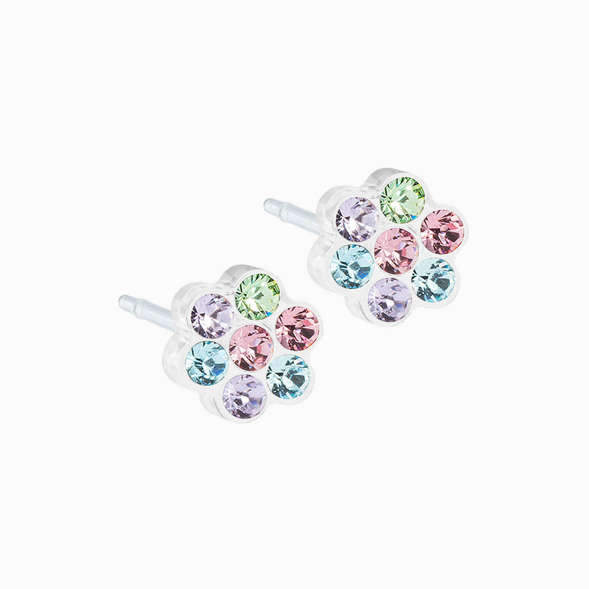 Blomdahl medical-grade plastic daisy stud earrings for reactive skin