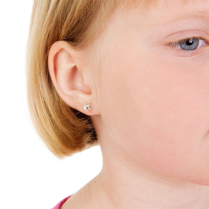 Model wearing Nickel-Free Medical Plastic 6mm Crystal Star Earrings