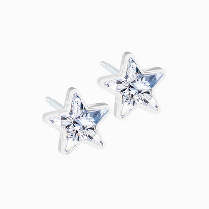 Nickel-Free Medical Plastic 6mm Crystal Star Earrings