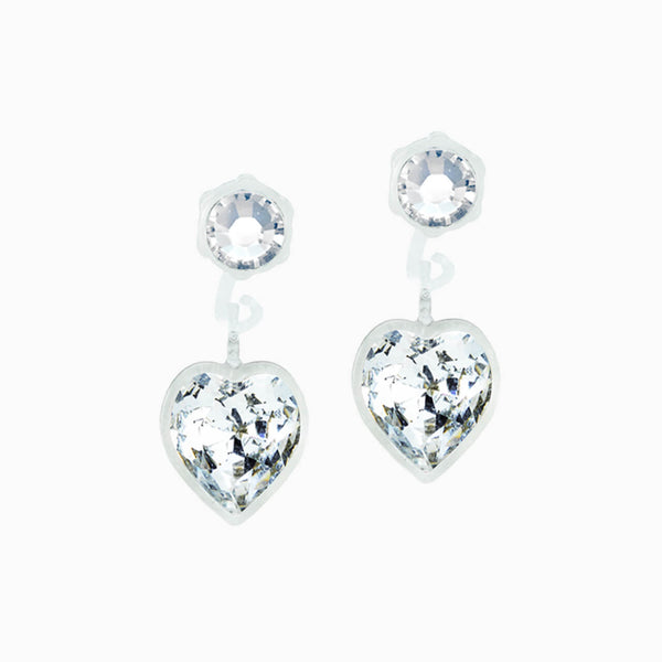 レア 美品 MIKSHIMAI PURE HEART EARRINGS 2024 Crystal Heart Dangle Medical Plastic Earrings - Hypoallergenic