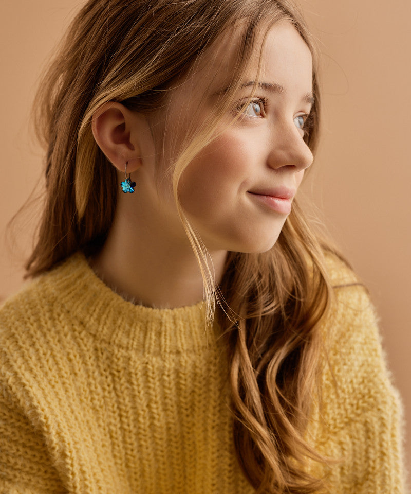 Sleeper with Flower Pendant Earrings