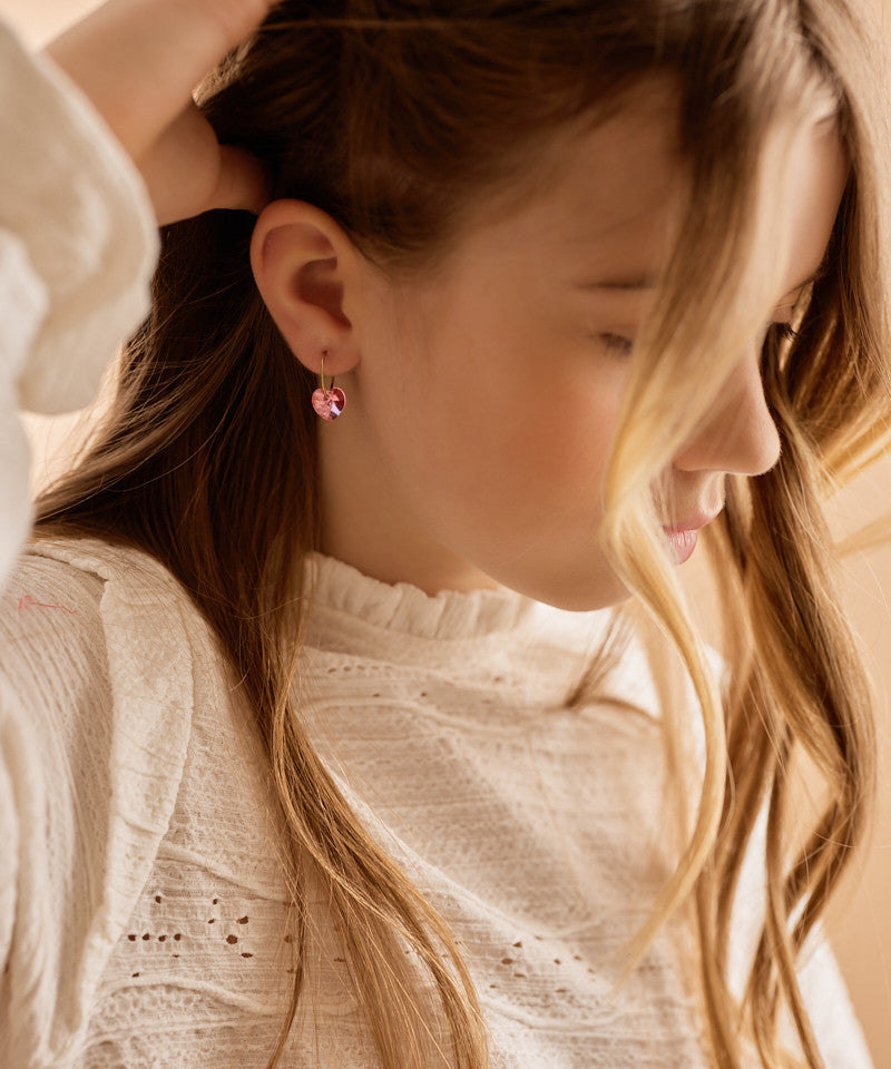 Golden Titanium Heart Pendant Earrings