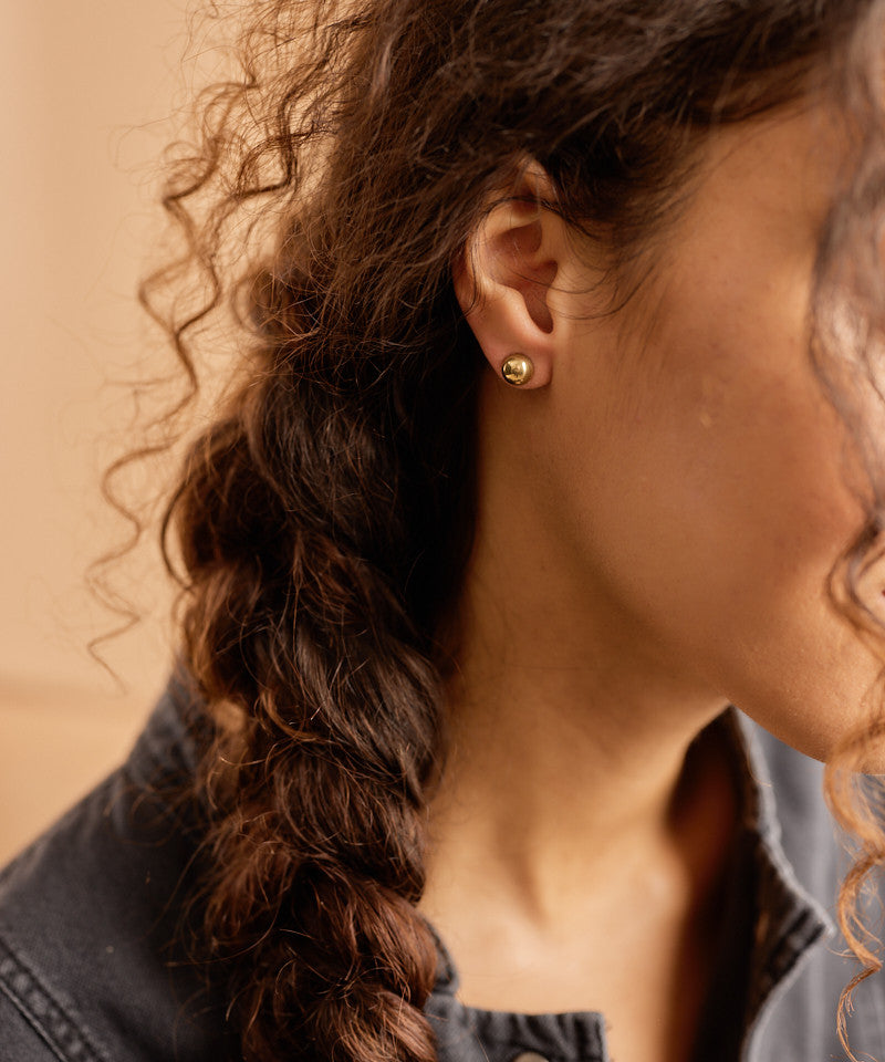 Golden Titanium Half Ball Earrings