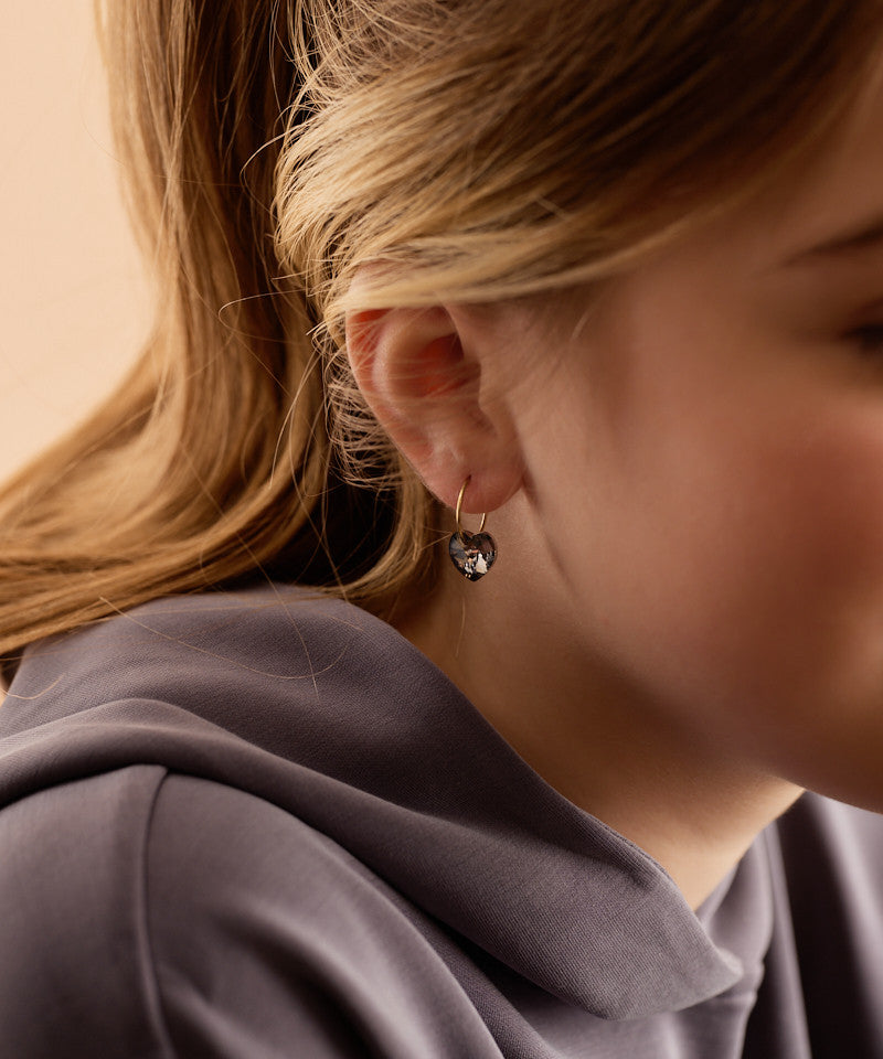 Golden Titanium Heart Pendant Earrings