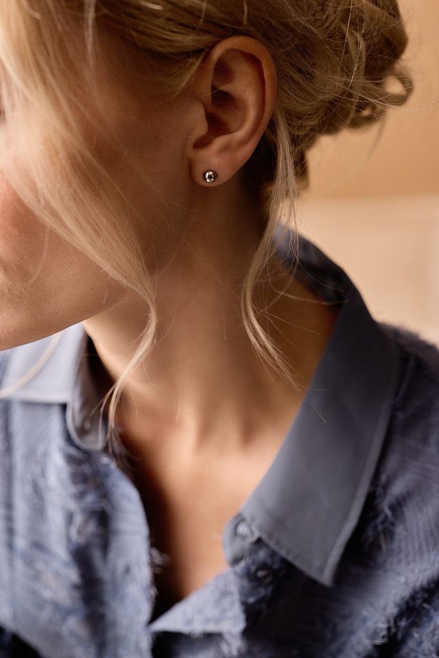 Silver Titanium 6mm Half Ball Earrings