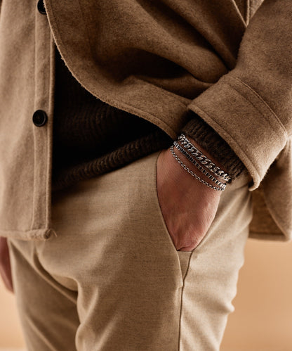 Model wearing Silver Great Curb Link Bracelet 18- 22cm