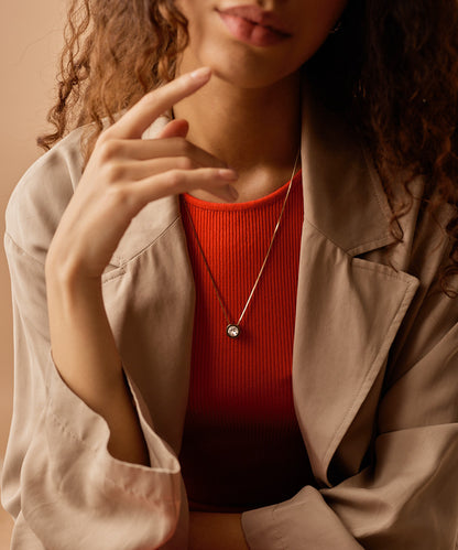 Model Wearing Golden Classic Extra Long Necklace 56-60cm
