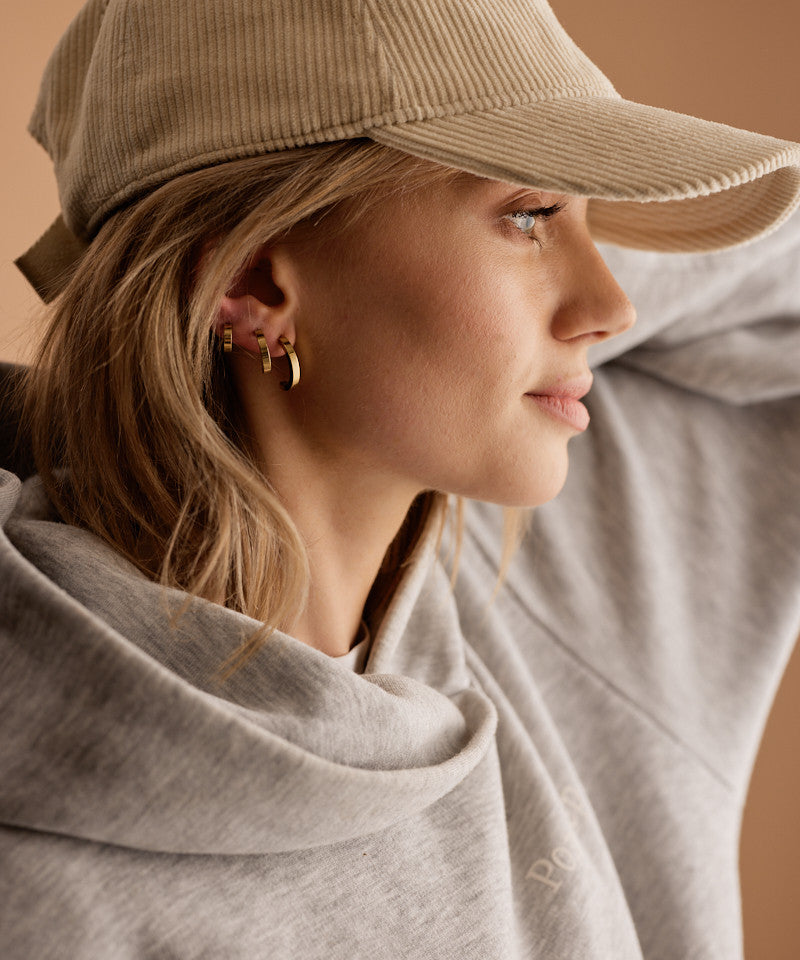 Golden Titanium Plain Curved Pendant  Earrings