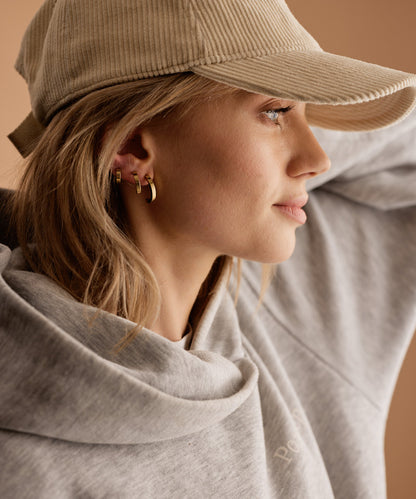 Golden Titanium Plain Curved Pendant  Earrings